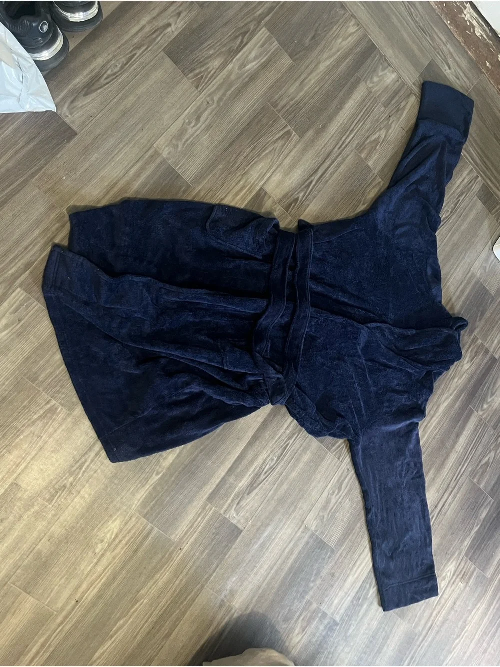 Men's Navy Plush Bathrobe with Belt